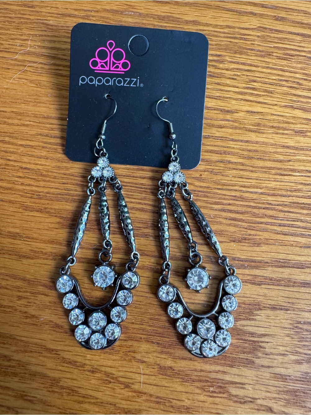 Paparazzi Black and Clear Crystal Chandelier Earrings